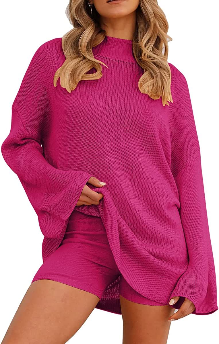 LILLUSORY Women's 2 Piece Sweater Set Long Sleeve Soft Comfy Lounge Sets Cozy Loungewear Pajamas | Amazon (US)