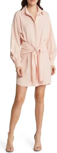 Charles Henry Tie Waist Long Sleeve Shirtdress | Nordstromrack | Nordstrom Rack