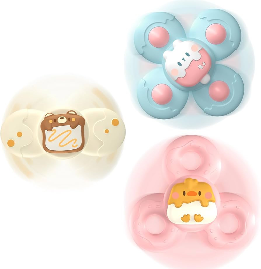 WXX 3PCS Suction Cup Spinner Baby Toys for Boy Girl, Spinning Bath Sensory Toy for Kid, Montessor... | Amazon (US)