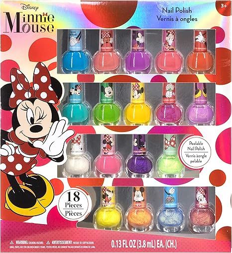 Disney Minnie Mouse - Townley Girl Non-Toxic Peel-Off Nail Polish Set for Girls, Glittery and Opa... | Amazon (US)