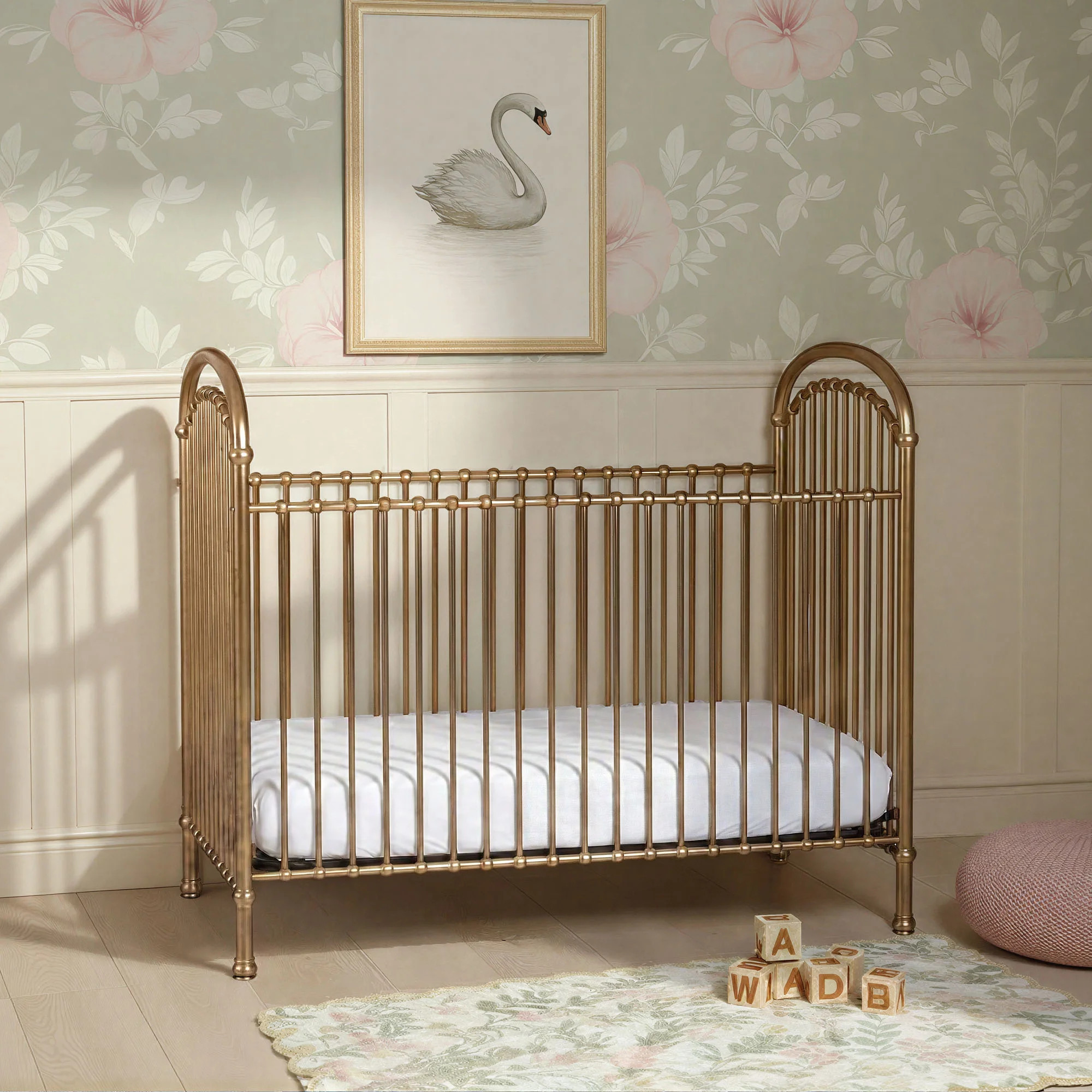 Olivia 4-in-1 Convertible Metal Crib, Vintage Gold | Wayfair North America