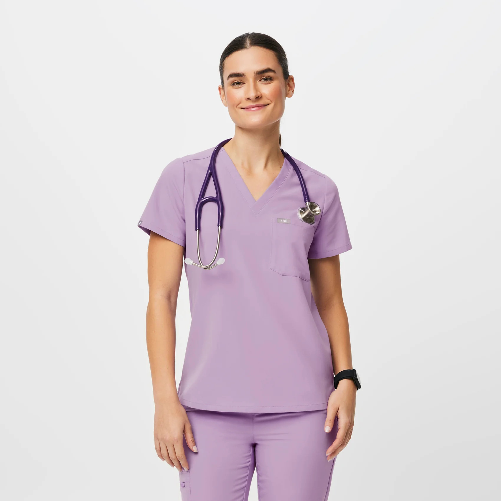 Women's Catarina One-Pocket Scrub Top™ - Lavender Dew · FIGS | FIGS
