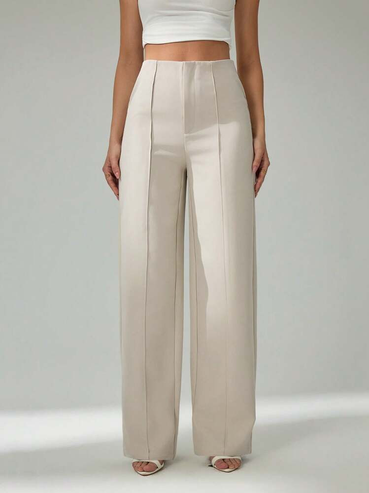 SHEIN Tall Summer Ladies Light Beige Suit Pants, Commuting And Elegant Dating Work Pants,Business... | SHEIN