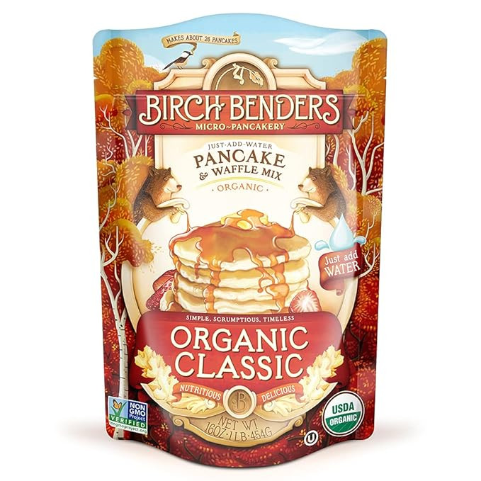Organic Pancake and Waffle Mix, Classic Recipe by Birch Benders, Whole Grain, Non-GMO, Just Add W... | Amazon (US)