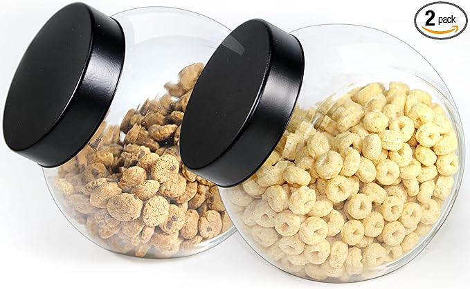 Urban Green Glass Jars with Black Lids, Glass Cookie Jars with Airtight Lids, Glass Penny Jars, G... | Amazon (US)