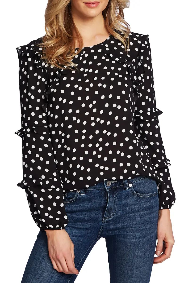 Galactic Dot Tiered Ruffle Sleeve Blouse | Nordstrom