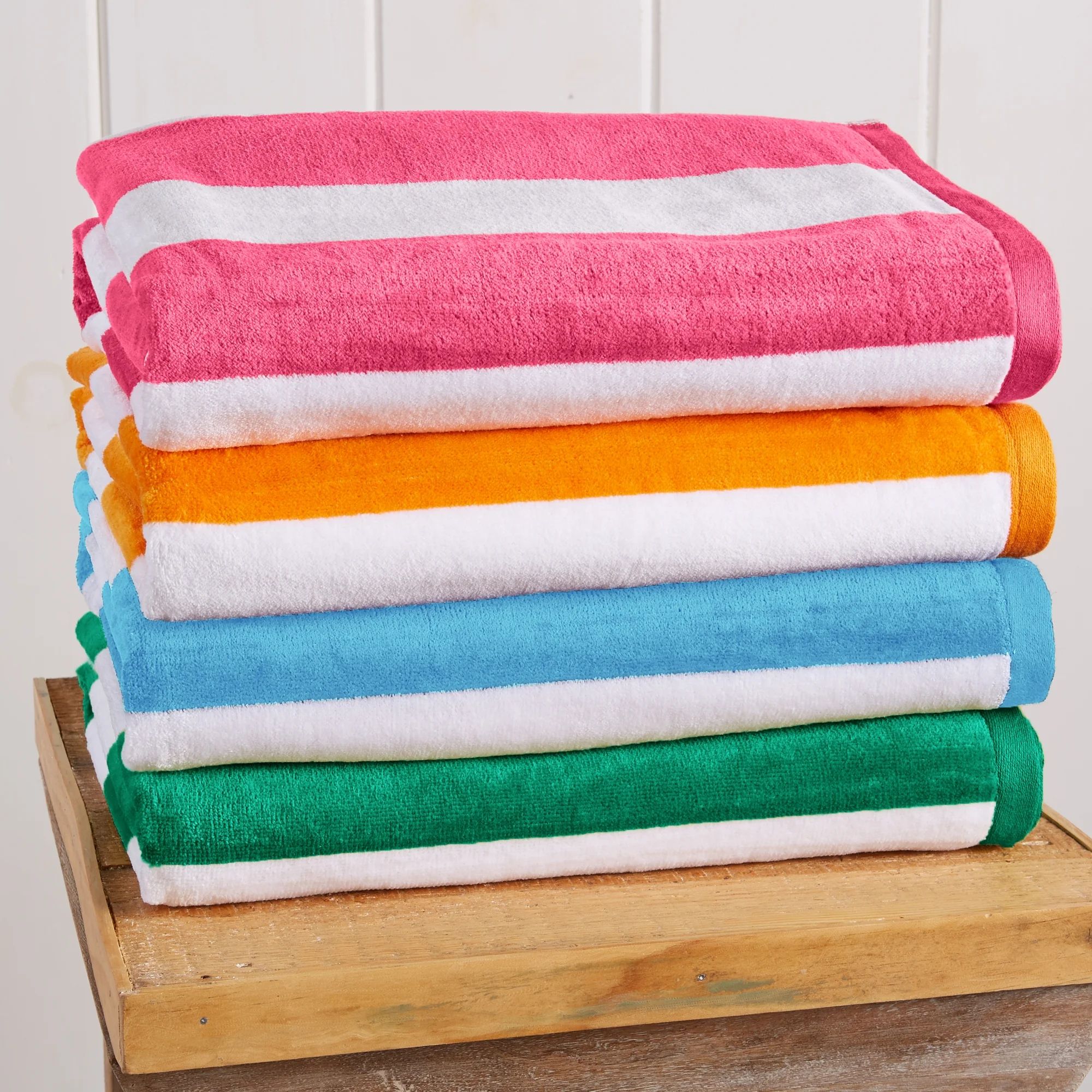 100% Cotton Velour Cabana Beach & Pool Towels - 4 Pack, 30" x 60" | Walmart (US)