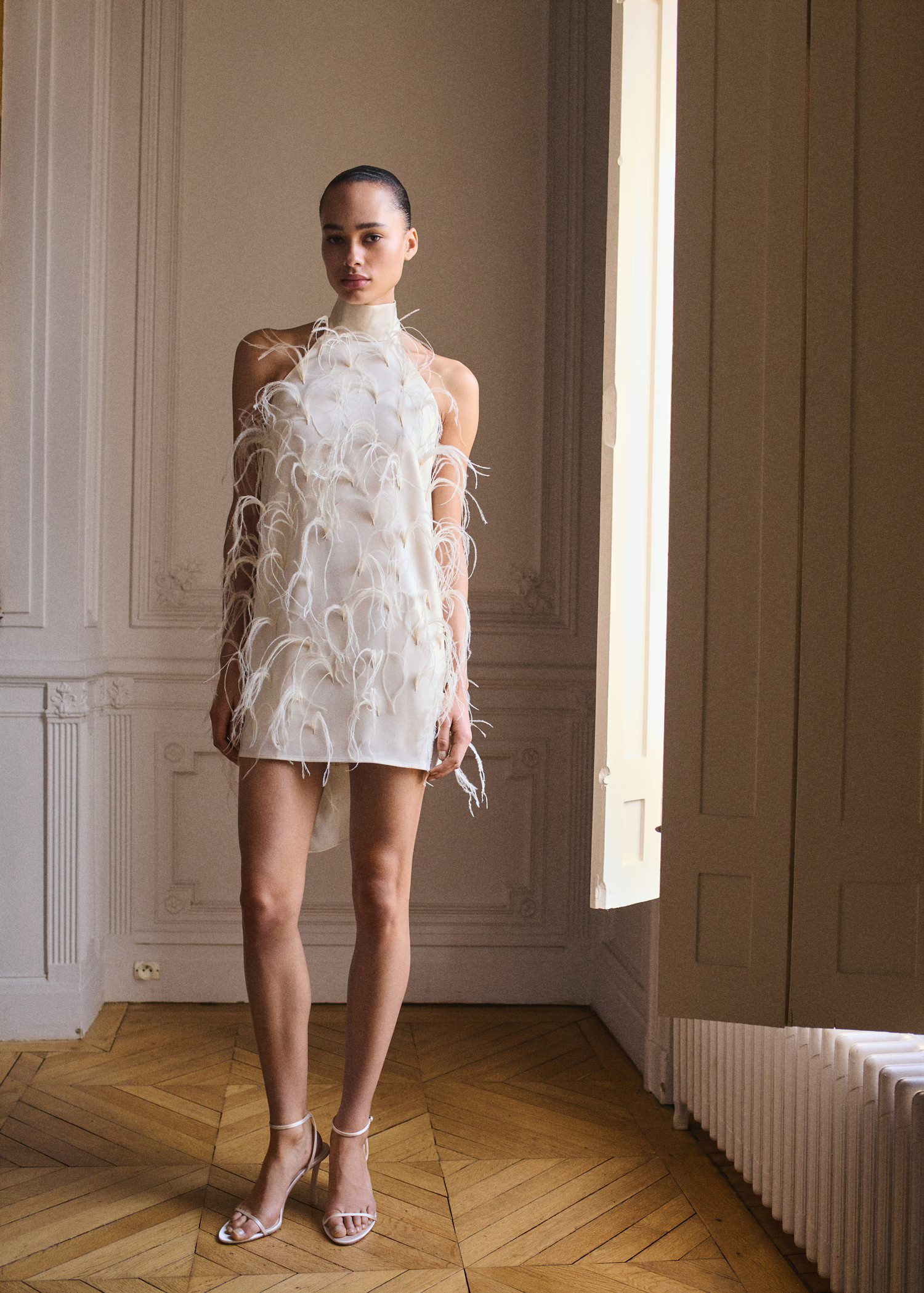 Halter dress with feather decoration - Women | MANGO USA | Mango (US/MX/AU)