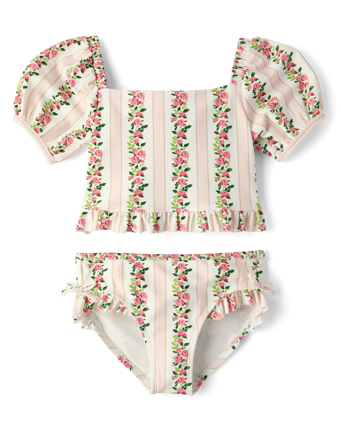 Girls Short Sleeve Floral Puff Sleeve Tankini Swimsuit - Swim Shop - WHITE | Gymboree | Gymboree