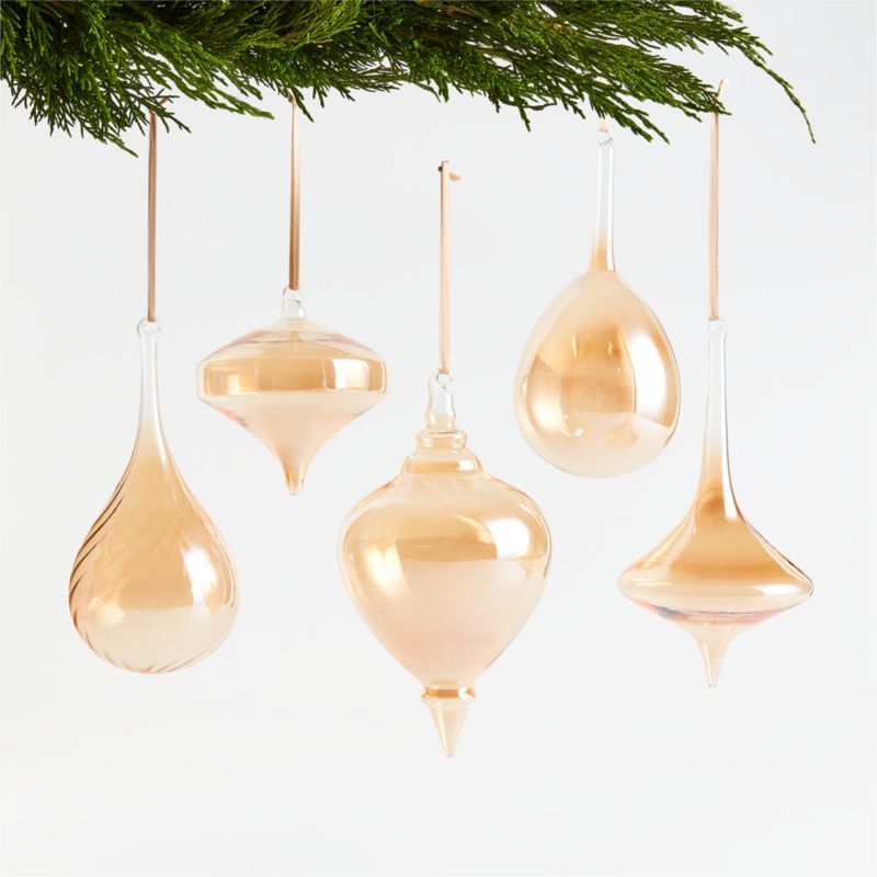 Gold Glass Christmas Tree Ornaments, Set of 5 + Reviews | Crate & Barrel | Crate & Barrel