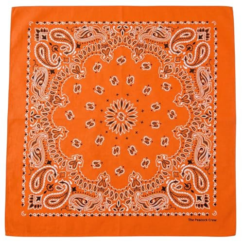 The Peacock Crew Orange Bandana for Men and Women in Premium Soft Cotton Paisley Scarf Gift Kraft Pack | Amazon (US)
