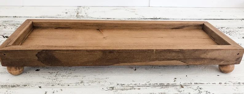 Wooden Riser Centerpiece Low Tray With Feet Long Farmhouse - Etsy | Etsy (US)