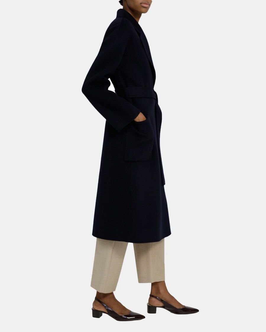 Robe Coat in Double-Face Wool-Cashmere | Theory Outlet