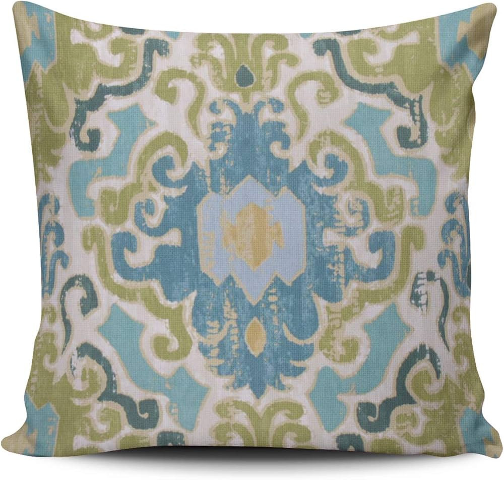 WEINIYA Home Custom Decor Green and Blue Ikat Pattern Throw Pillow Cover Exquisite Double Sides P... | Amazon (US)