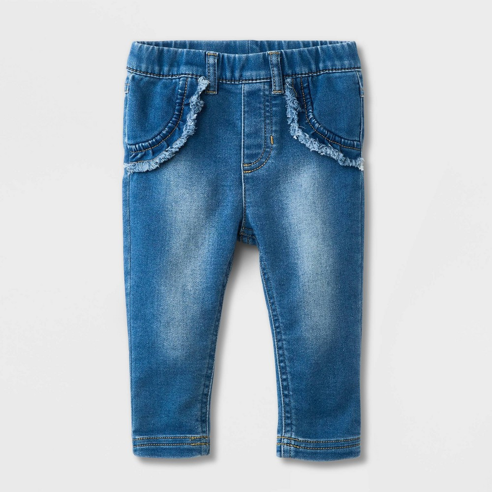 Baby Girls' Cuffed Denim Pants - Cat & Jack Medium Wash 0-3M, Blue | Target