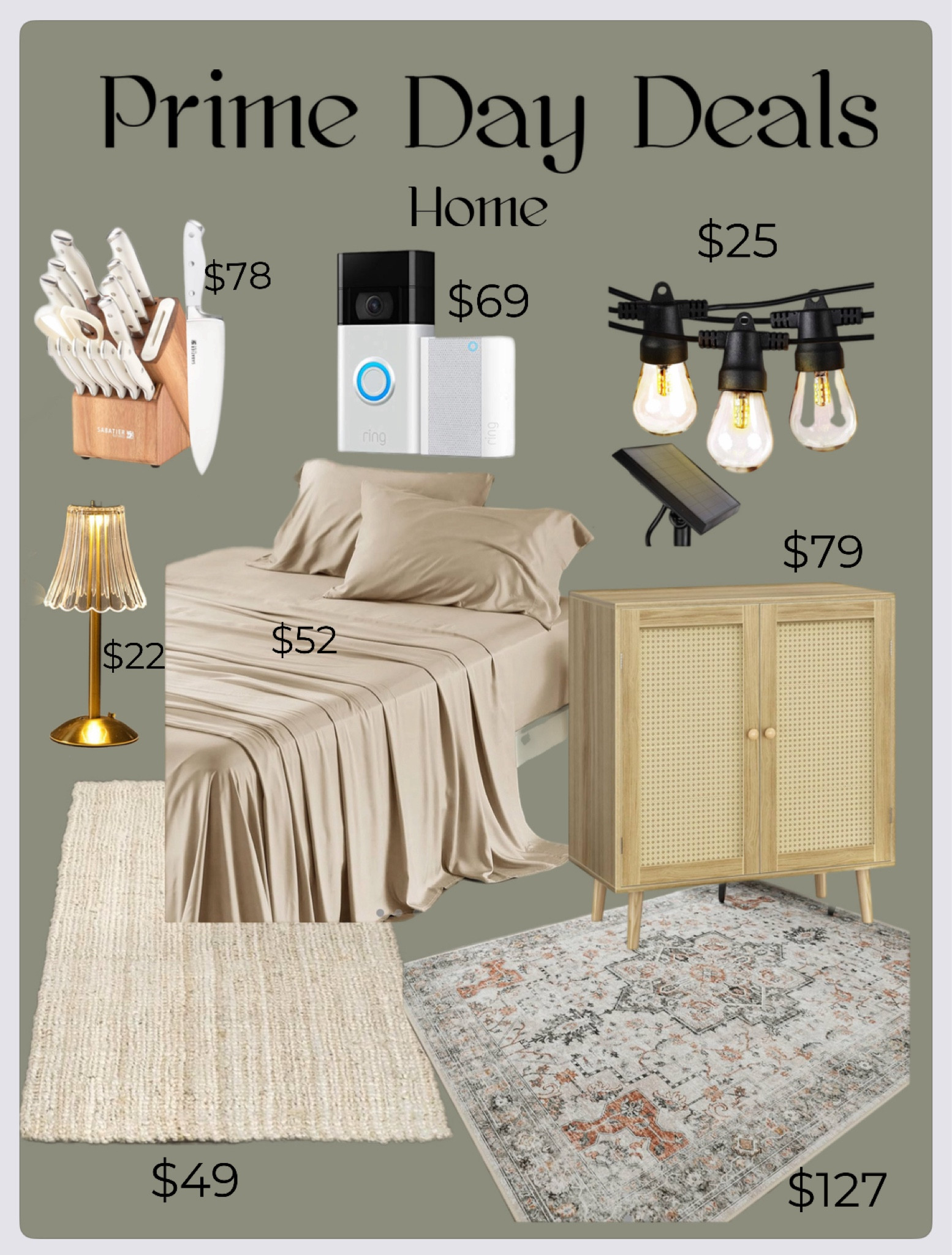 Amazon Prime Day 2024 Deals 

For home 

Rugs deals 
Amazon furniture deals 
Boho furniture 
Ring camera deals 
Kitchen lamp and knife set 
Outdoor string lights on sale 

#LTKHome #LTKSaleAlert