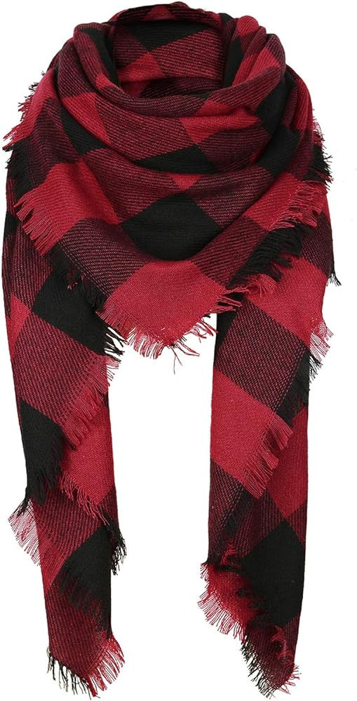 American Trends Womens Fall Winter Scarf Plaid Tassel Soft Warm Blanket Scarves Womens Shawl Wrap... | Amazon (US)