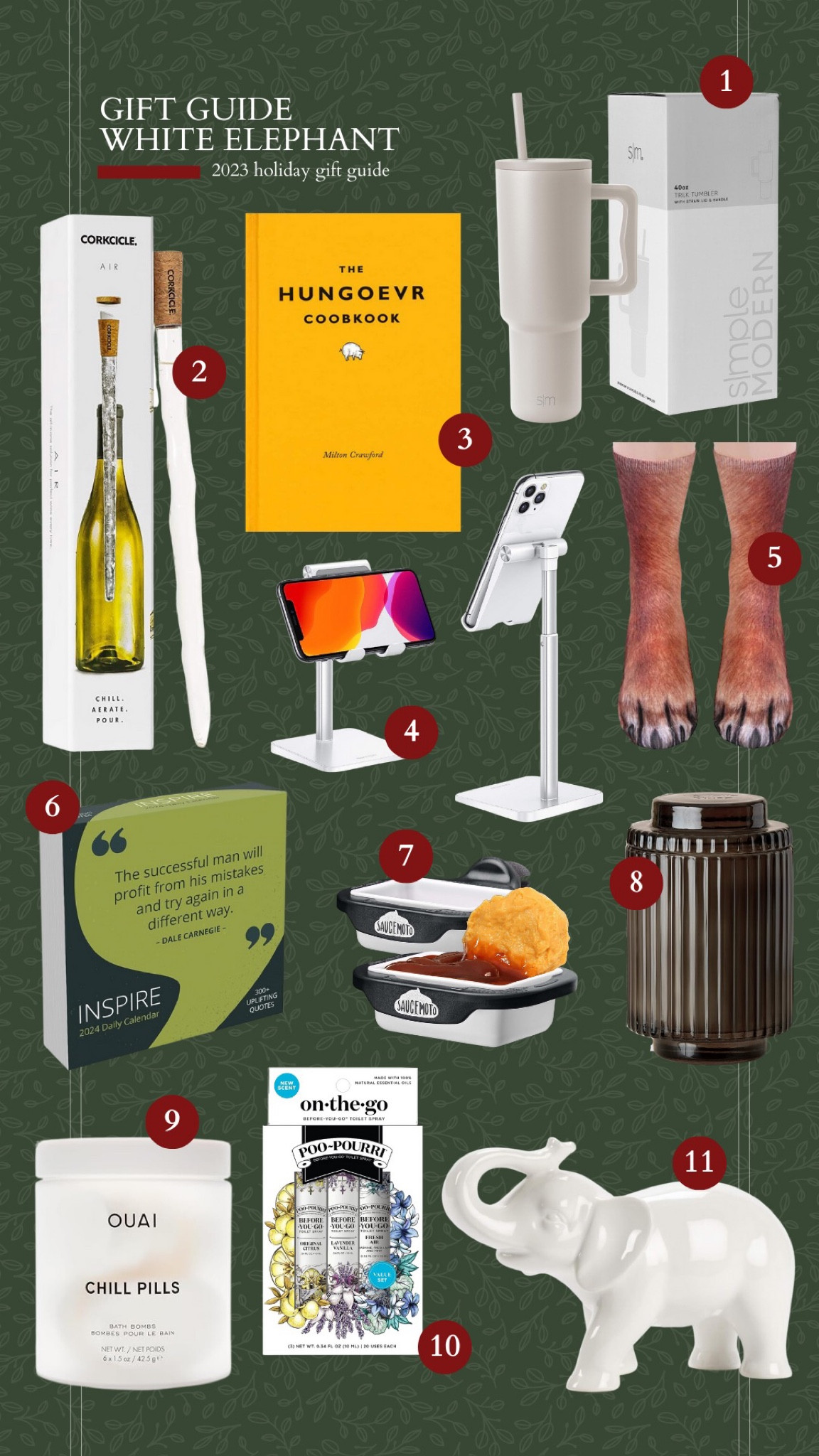 2023 gift guide, white elephant gifts, gifts for her, gifts for him, coworker gifts, funny socks, desk calendar, funny gifts, pretty candle, simply modern, gifts for boss, stocking stuffers, phone stand

#LTKHoliday #LTKGiftGuide #LTKHolidaySale