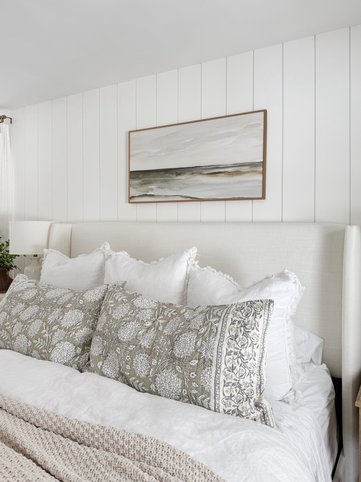 A cozy and welcoming coastal bedroom 🤍 This linen bedding has the prettiest floral pattern—and it’s such a great price point! It comes in several color options and washes well. Other highlights? Our table lamps and these spring throw pillows! 

#LTKHome