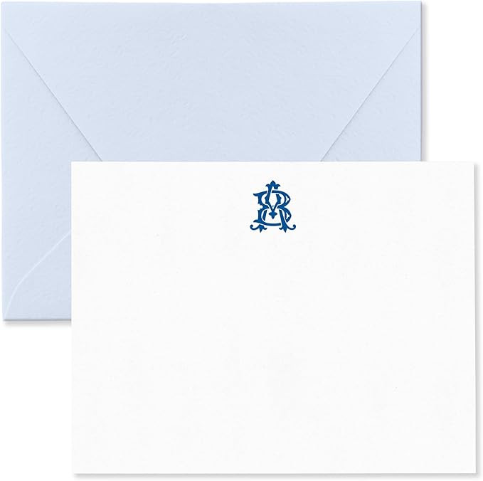 Chic Interlocking 2 Letter Monogram Note Card and Envelope Stationery Set, Classic Monogrammed Pe... | Amazon (US)