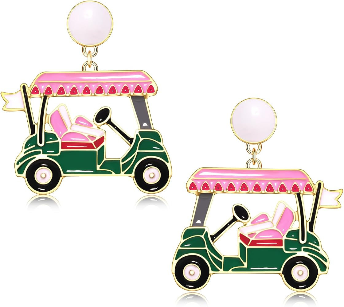 Golf Ball Bag Cart Earrings - Statement Golf Themed Jewelry for Women's Sport Game Day Outfits & ... | Amazon (US)