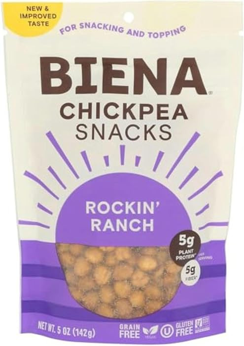 BIENA Chickpea Snacks - Crunchy Roasted Chickpeas - High Fiber Vegan Protein Snacks for Adults an... | Amazon (US)