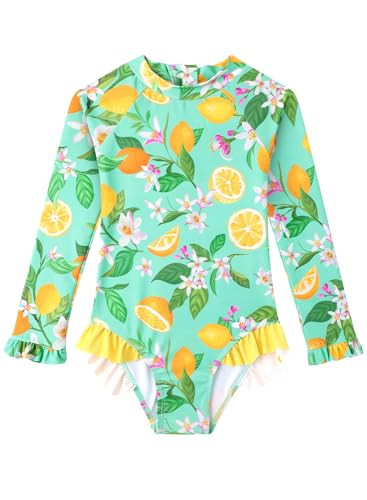 Baby Toddler Girl Long Sleeve Ruffle Swimsuit One Piece Zipper Rash Guard Bathing Suit with UPF 5... | Amazon (US)