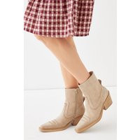 Real Suede Whipstitch Detail Western Ankle Boot | Debenhams UK