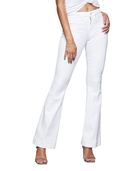 Good American Good Flare High-Rise Jeans with Trouser Hem - Inclusive Sizing | Neiman Marcus