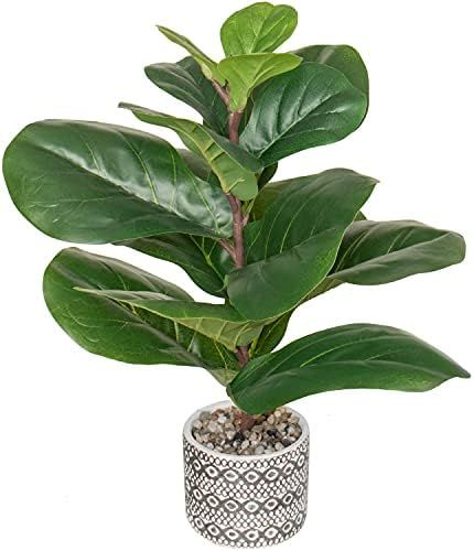 SenseYo Artificial Fiddle Leaf Fig Tree 18" Faux Ficus Lyrata in Pot Natural Fake Tree with 13 Le... | Amazon (US)