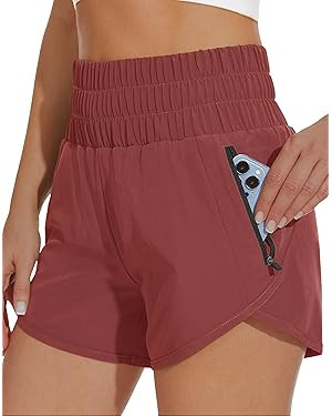 MIVEI Women's High Waisted 4" Athletic Shorts with Liner Quick Dry Tummy Control Running Gym Work... | Amazon (US)