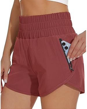 MIVEI Women's High Waisted 4" Athletic Shorts with Liner Quick Dry Tummy Control Running Gym Work... | Amazon (US)