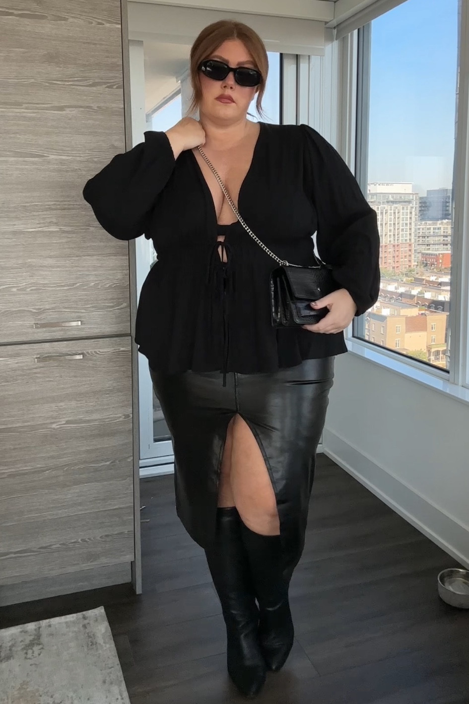 All black plus size fall outfit🖤 

Fall fashion, fall outfit, leather skirt, wide calf boots

#LTKshoecrush #LTKstyletip #LTKplussize