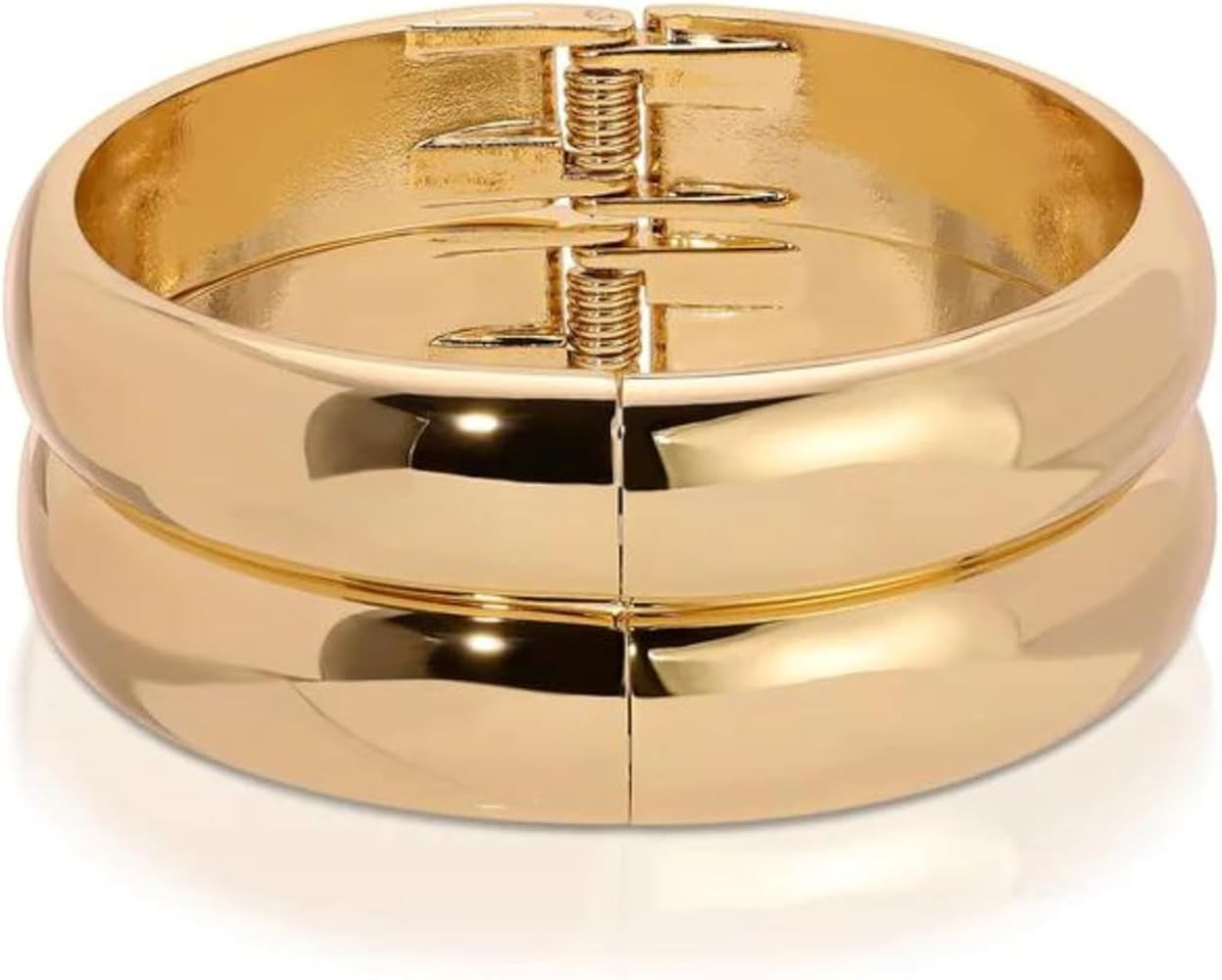 Ettika Gold Bangles For Women. Chunky Gold Bracelets, Set of Womens Bracelets. 2Pcs Simple Stacka... | Amazon (US)