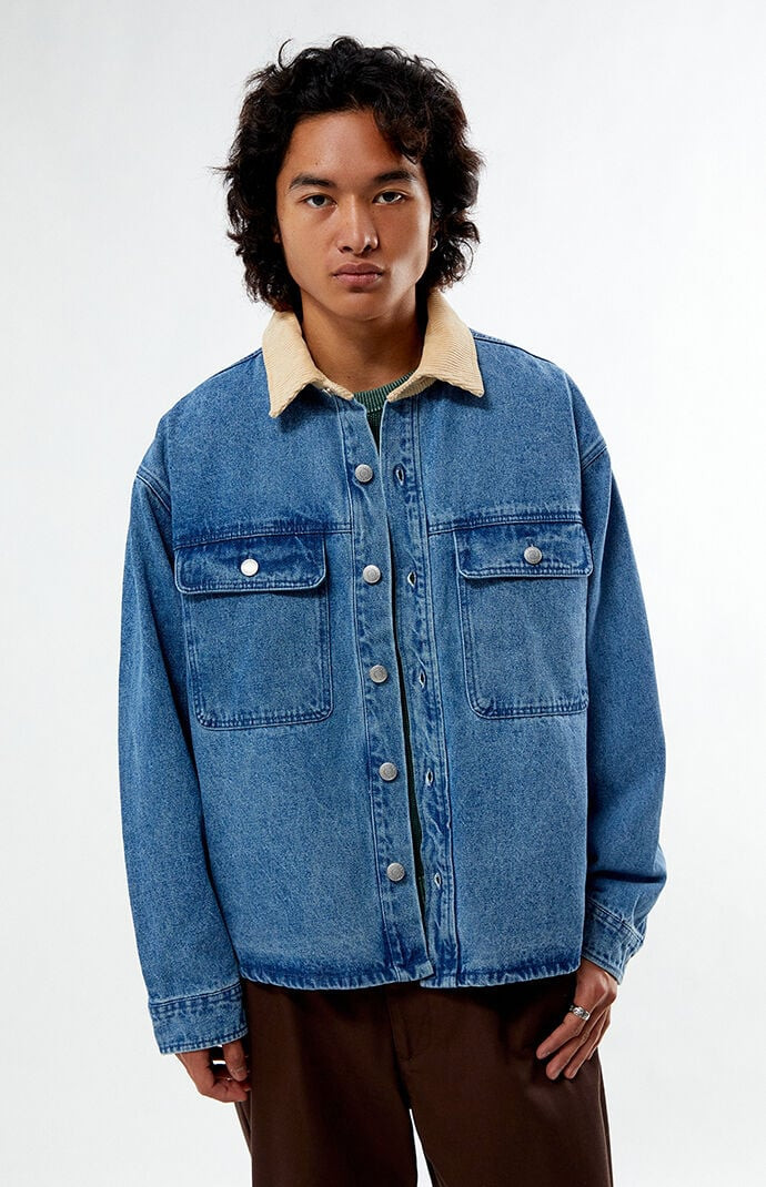 Obey Men's Idris Denim Shacket in Light Wash Denim - Size Large | PacSun