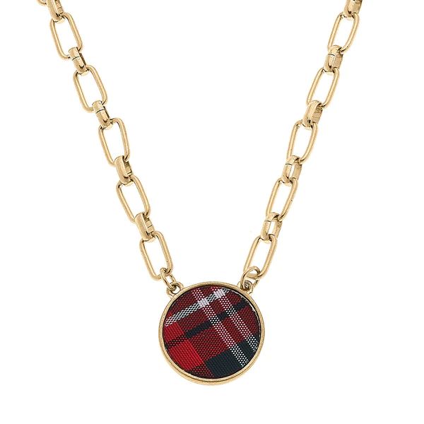 Corrie Tartan Pendant Necklace in Red | CANVAS