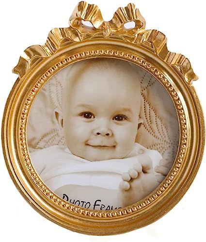 Amazon.com: Kangce Picture Frames 3.5x3.5 Vintage Picture Frames Round Picture Frames Small Gold ... | Amazon (US)