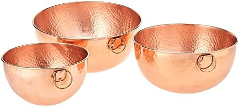 Old Dutch Solid Copper Stone Hammered Bowls-3 Piece Set Mixing/Beating, one size | Amazon (US)