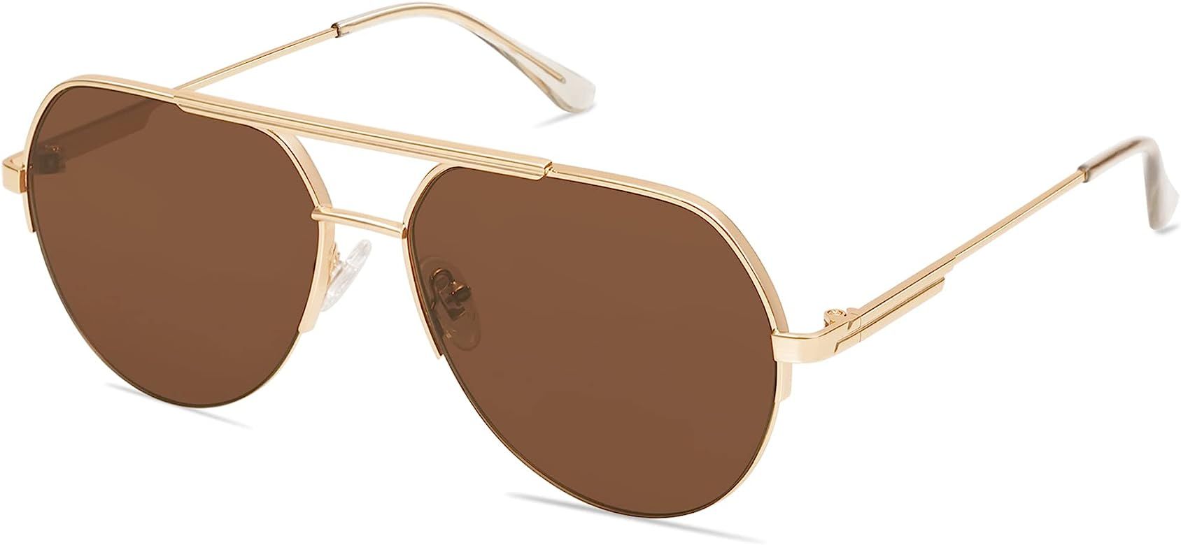 SOJOS Retro Aviator Sunglasses for Women Men Semi-Rimless Shades Designer Sun Glasses UV400 SJ118... | Amazon (US)