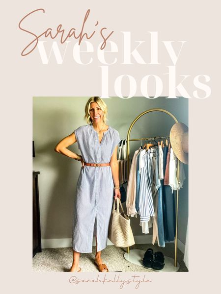 Sarah’s weekly looks including a midi summer dress, belt, sandals and a handbag 

#LTKSeasonal #LTKFind #LTKstyletip