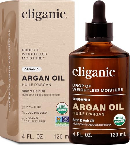 Cliganic Organic Argan Oil, 100% Pure | for Hair, Face & Skin | Natural Cold Pressed Carrier Oil, Imported from Morocco | Amazon (US)