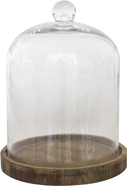 Stonebriar Small 8 Inch Clear Glass Dome Cloche with Rustic Wooden Base, Brown | Amazon (CA)