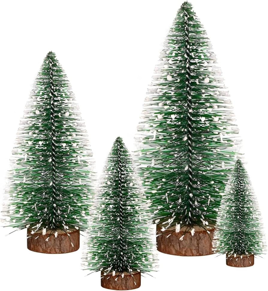 Bottle Brush Trees, Vlorart 4PCS Desktop Miniature Pine Tree Small Pine Tree with Wooden Bases Mi... | Amazon (US)