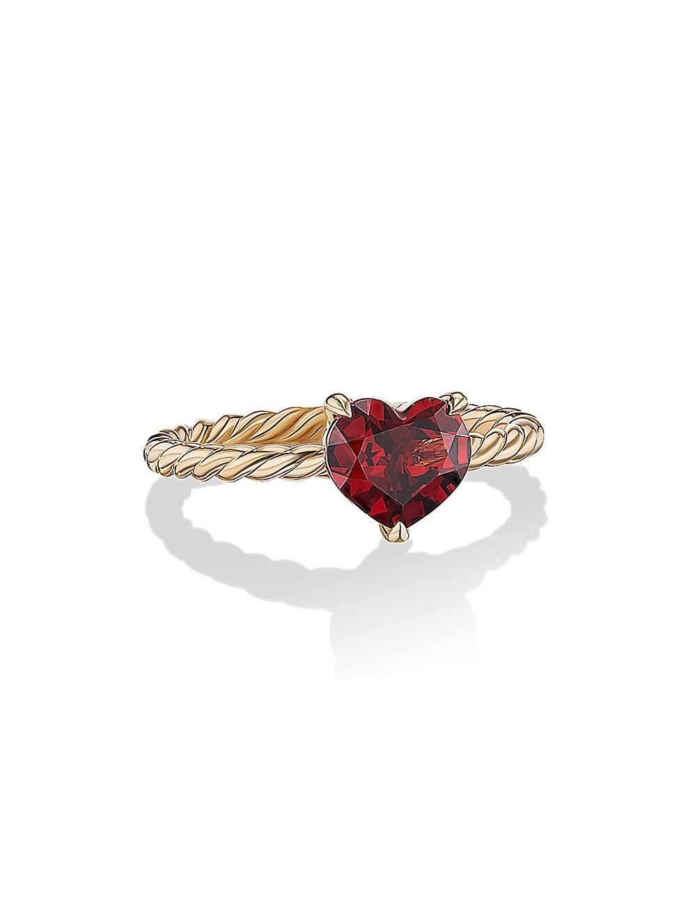 Women's Chatelaine Heart Ring in 18K Yellow Gold with Garnet - Garnet - Size 4 | Saks Fifth Avenue