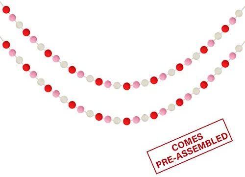 60 Balls Valentine's Day Felt Ball Garlands - Valentines Decorations - Valentines Red Pink White ... | Amazon (US)