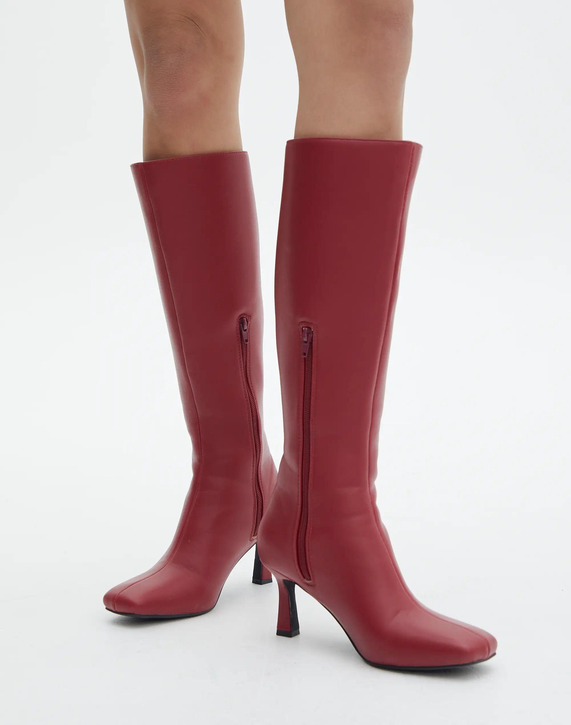 Faux Leather Knee High Boot in Red | Glassons | Glassons (Australia)