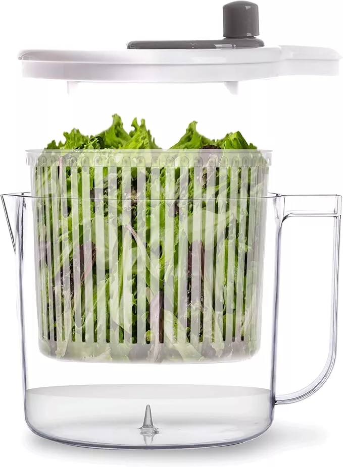 Salad Spinner-2.6 Qt, Small Manual Lettuce Spinner with Built-in Draining  System