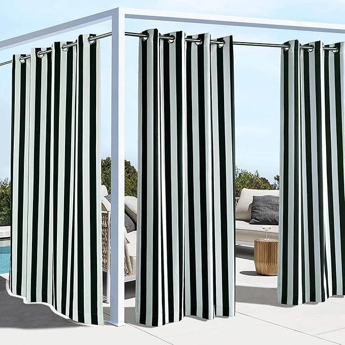 Outdoor decor Coastal Stripe Cabana Panel, Black (50" Wide by 96" Long) | Amazon (US)