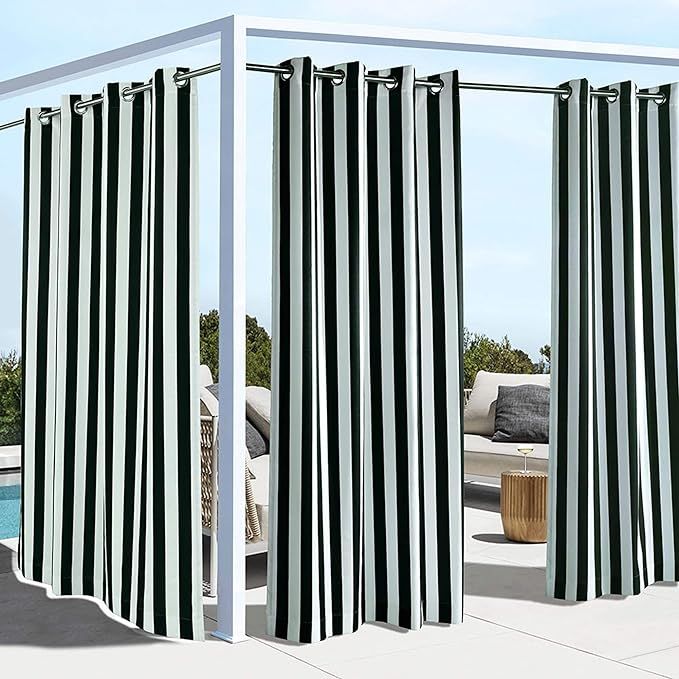 Outdoor decor Coastal Stripe Cabana Panel, Black (50" Wide by 96" Long) | Amazon (US)