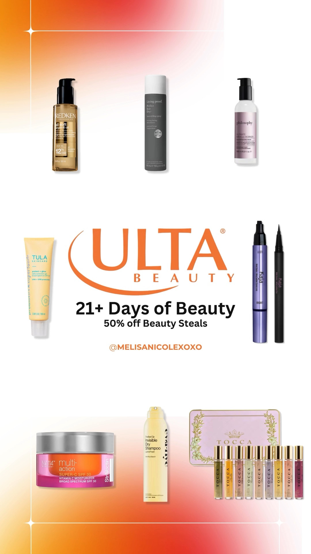 @ULTA Beauty 21+ Days of Beauty Event. Today’s 50% Off beauty deals.  

#LTKSaleAlert #LTKBeauty #LTKSpringSale